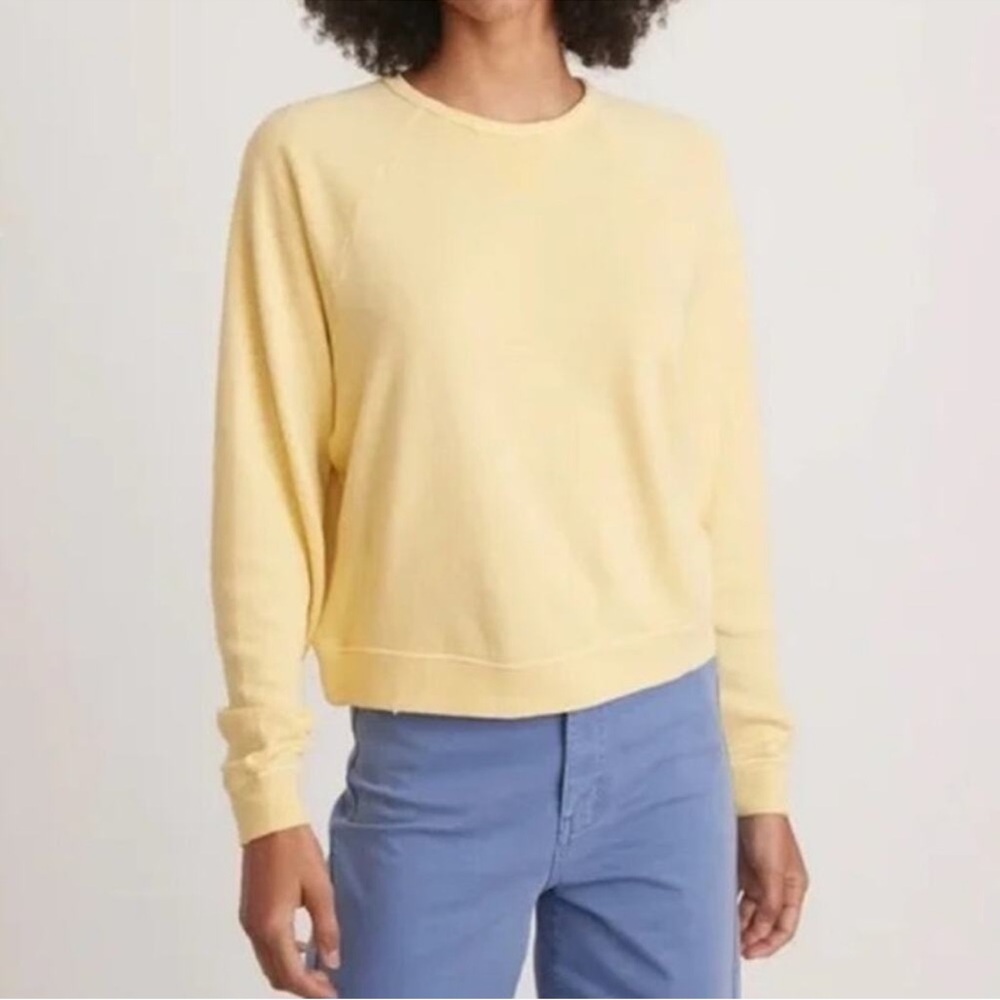 Marine Layer June Vintage Terry Sweatshirt Oversized Pale Banana Yellow M